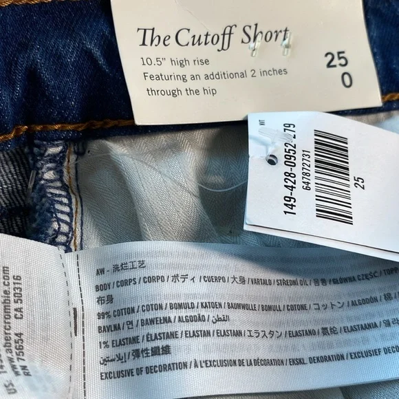 NWT Abercrombie & Fitch Curve Love Cutoff Short High Rise Size 0 or 25 - Picture 6 of 11